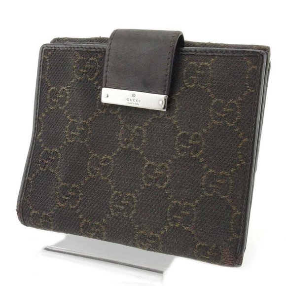 GUCCI Double Sided Wallet GG canvas beige canvas leather Auth used T17988 - Picture 9 of 9